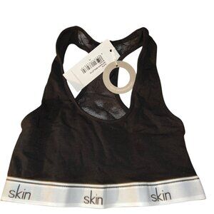 skin NEW NWT Oliek Natasha Bralette black white cotton jersey knit XS